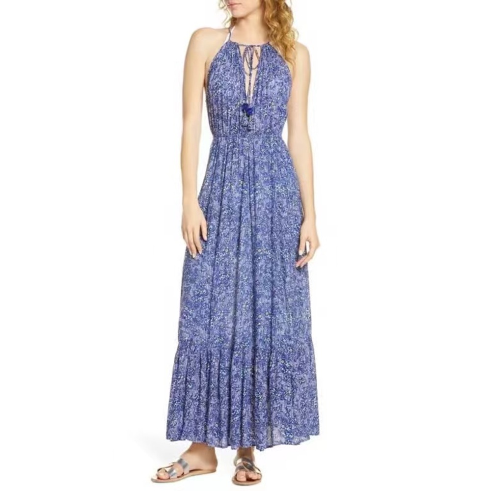 Poupette St. Barth Indigo Floral Maxi Dress